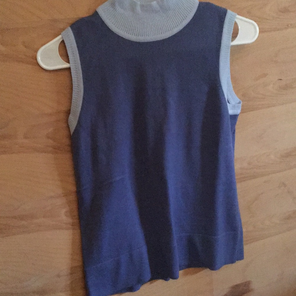 Periwinkle/blue knit sleeveless mock turtleneck
